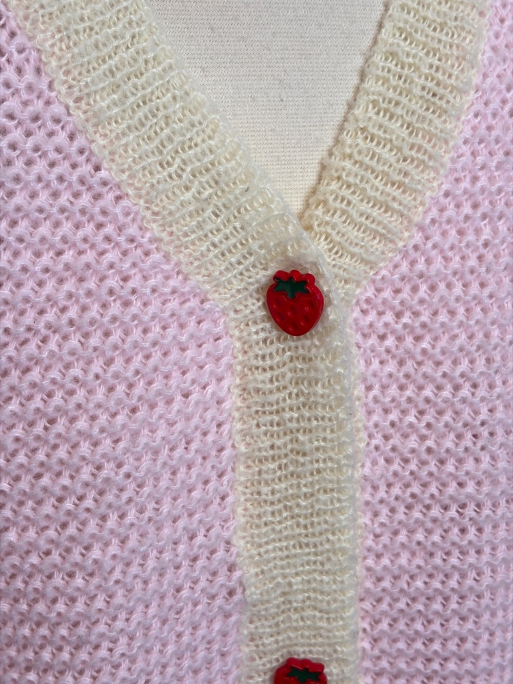 ROMWE Kawaii Strawberry Pattern Bishop Sleeve Sweater Cardigan, Large - Picture 4 of 12